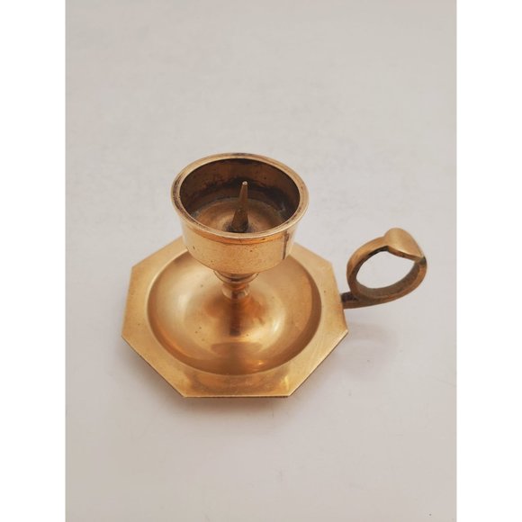 Vintage Brass Candle Holder - Brass Candlestick Holder - Brass Chamberst… - Picture 2 of 10